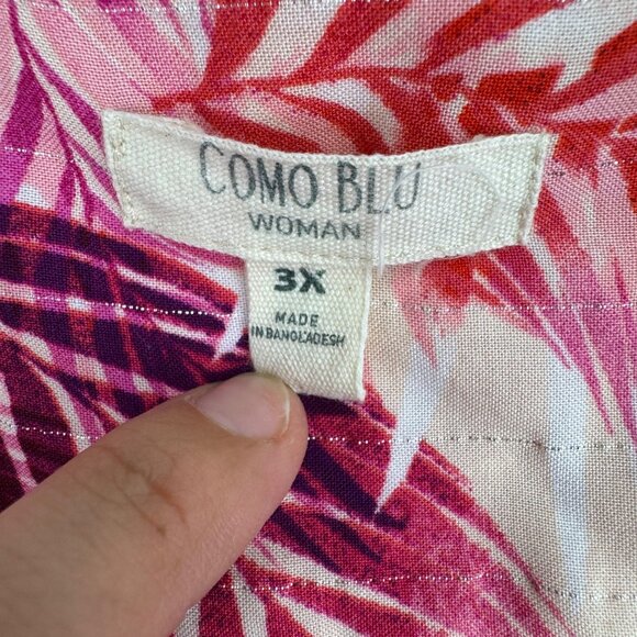 Como Blu Plus size Hot pink Multicolor Tropical print Blouse Women's size 3XL - Picture 7 of 8